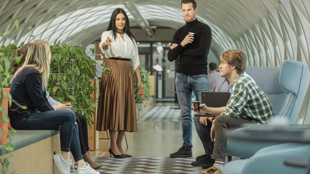 Projectmanager cybersecurity Angelien, met haar LVNL-collega's bij de afdeling Strategy, Integration and Architecture